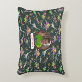 恐竜パーソナライズされたの少年の写真と名前 アクセントクッション (正面(垂直))