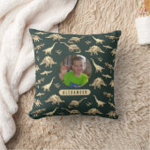 恐竜パーソナライズされたの少年の写真と名前 クッション (ブランケット)