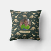 恐竜パーソナライズされたの少年の写真と名前 クッション (裏面)