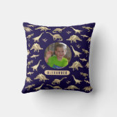 恐竜パーソナライズされたの少年の写真と名前 クッション (裏面)