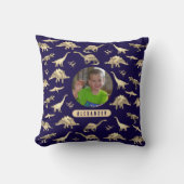 恐竜パーソナライズされたの少年の写真と名前 クッション (正面)