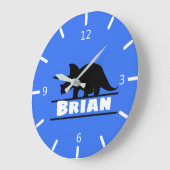 恐竜パーソナライズされたの角の時計 ラージ壁時計 (傾斜)