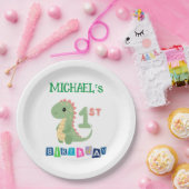 恐竜パーソナライズされたの1歳の誕生日 ペーパープレート (パーティー)