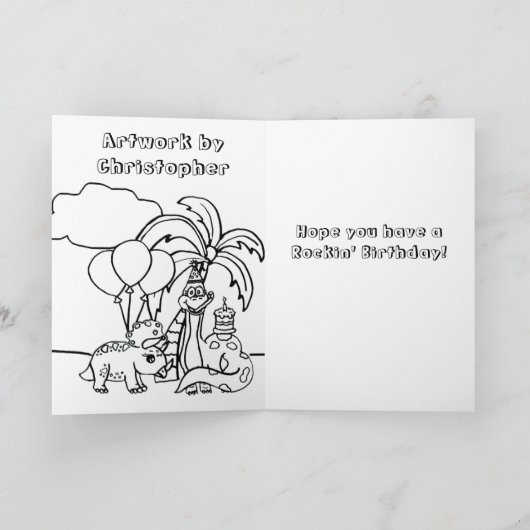 恐竜パーソナライズされたをテーマにした誕生日カード カード (内部)