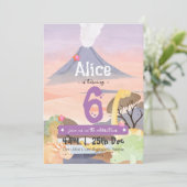 恐竜パーソナライズされたをテーマにした6回目の誕生日パーティー 招待状 (スタンド正面)