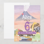 恐竜パーソナライズされたをテーマにした6回目の誕生日パーティー 招待状 (正面/裏面)