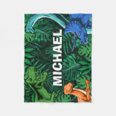 恐竜パーソナライズされたキッズディノジュラシックトレックスボーイ フリースブランケット (正面)