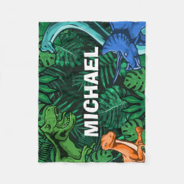 恐竜パーソナライズされたキッズディノジュラシックトレックスボーイ フリースブランケット