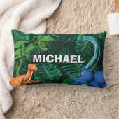 恐竜パーソナライズされたキッズディノジュラシックトレックスボーイ ランバークッション (ブランケット)