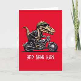恐竜パーソナライズされたバイクもしくは自転車に乗る人カード サンキューカード