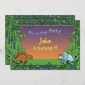 恐竜パーソナライズされたバースデーパーティ招待状 招待状 (正面/裏面)
