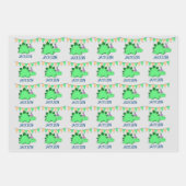 恐竜パーソナライズされたパーティー ラッピングペーパーシート (正面2)