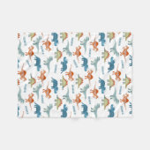 恐竜パーソナライズされた名 フリースブランケット (正面(横))