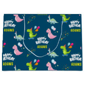 恐竜パーソナライズされた子供の誕生日 ラージペーパーバッグ (正面)