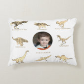 恐竜パーソナライズされた少年の写真と名前 アクセントクッション (正面)