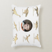 恐竜パーソナライズされた少年の写真と名前 アクセントクッション (正面(垂直))