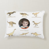 恐竜パーソナライズされた少年の写真と名前 アクセントクッション (裏面)
