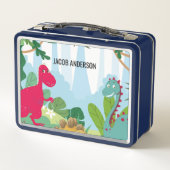 恐竜パーソナライズされた新学期名 メタルランチボックス (裏面)