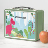 恐竜パーソナライズされた新学期名 メタルランチボックス (インサイチュ)