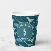 恐竜パーソナライズされた時代子供の誕生日パーティー 紙コップ (正面)