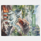 恐竜パーソナライズされた毛布ボーイズ誕生日プレゼント フリースブランケット (正面(横))