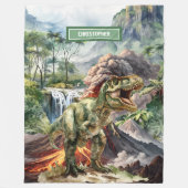 恐竜パーソナライズされた毛布ボーイ誕生日Tレックス フリースブランケット (正面)