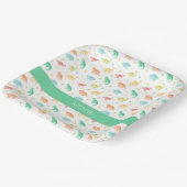 恐竜パーソナライズされた紙プレート – グリーンブルー ペーパープレート (傾斜あり)