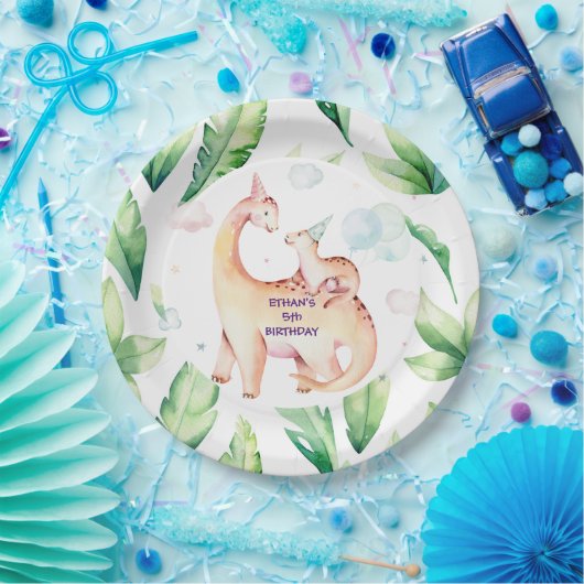 恐竜パーソナライズされた紙プレート ペーパープレート (パーティー)