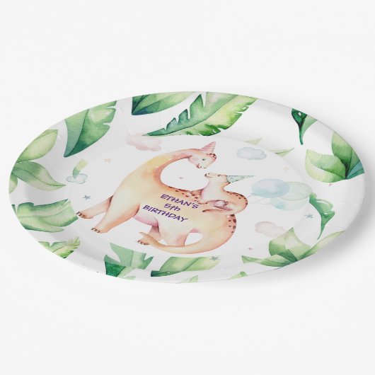 恐竜パーソナライズされた紙プレート ペーパープレート (アングル)