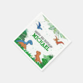 恐竜パーソナライズされた誕生日キッズジュラシックトレックス スタンダードカクテルナプキン (角)