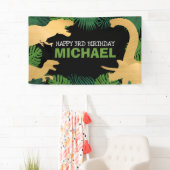 恐竜パーソナライズされた誕生日キッズジュラシックトレックス 横断幕 (インサイチュ)