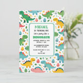 恐竜パーソナライズされた誕生日パーティーの招待状 招待状 (スタンド正面)