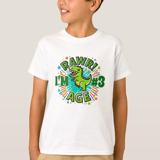 恐竜パーソナライズされた誕生日 Tシャツ (正面)