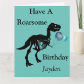 恐竜パーソナライズされた骨格誕生日カード カード (正面)