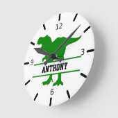 恐竜パーソナライズされた ラウンド壁時計 (傾斜)