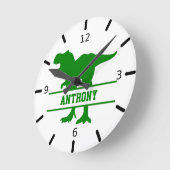 恐竜パーソナライズされた ラウンド壁時計 (傾斜)