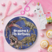 恐竜パーソナライズされたTレックス少年誕生日パーティー ペーパープレート (パーティー)