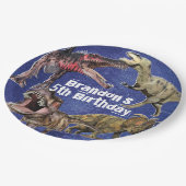 恐竜パーソナライズされたTレックス少年誕生日パーティー ペーパープレート (アングル)