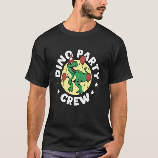 恐竜パーティクルー 恐竜 誕生日 Tシャツ (正面)