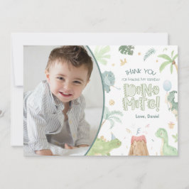 恐竜パーティーのお礼カード(写真付き) サンキューカード