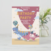 恐竜パーティーの招待状テンプレート:楽しくて簡単なスクリプト 招待状 (スタンド正面)