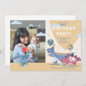 恐竜パーティーの招待状テンプレート:楽しくて簡単なスクリプト 招待状 (正面/裏面)