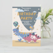 恐竜パーティーの招待状テンプレート:楽しくて簡単なスクリプト 招待状 (スタンド正面)