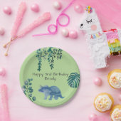 恐竜パーティートリケラトプス緑 ペーパープレート (パーティー)