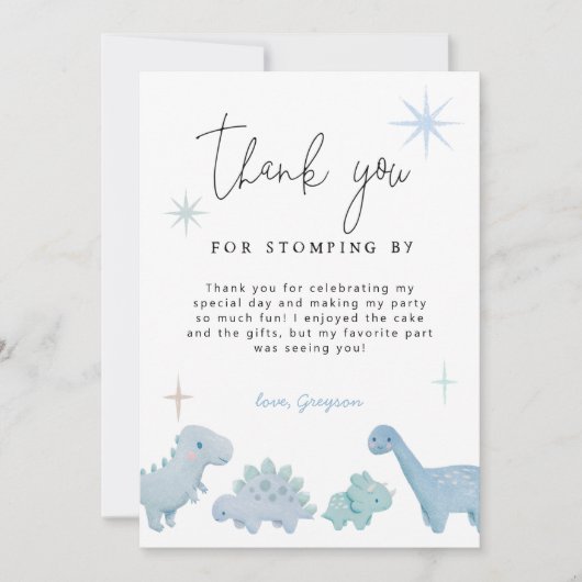 恐竜パーティーボーイ誕生日サンキューカード サンキューカード (正面)