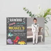 恐竜パーティーボーイ誕生日 招待状 (スタンド正面)