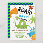 恐竜パーティーボーイ 恐竜ジャングル誕生日 招待状 (正面/裏面)