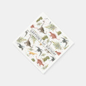 恐竜パーティー動物誕生日 パーソナライズされた スタンダードカクテルナプキン (角)