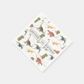 恐竜パーティー動物誕生日 パーソナライズされた スタンダードカクテルナプキン (角)