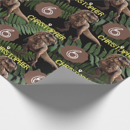 恐竜パーティー子供の誕生日トレックス ラッピングペーパー (角)